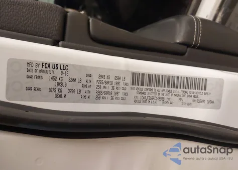 2015 Jeep Grand Cherokee Limited z USA, uszkodzony, nr VIN 1C4RJFBG8FC149958